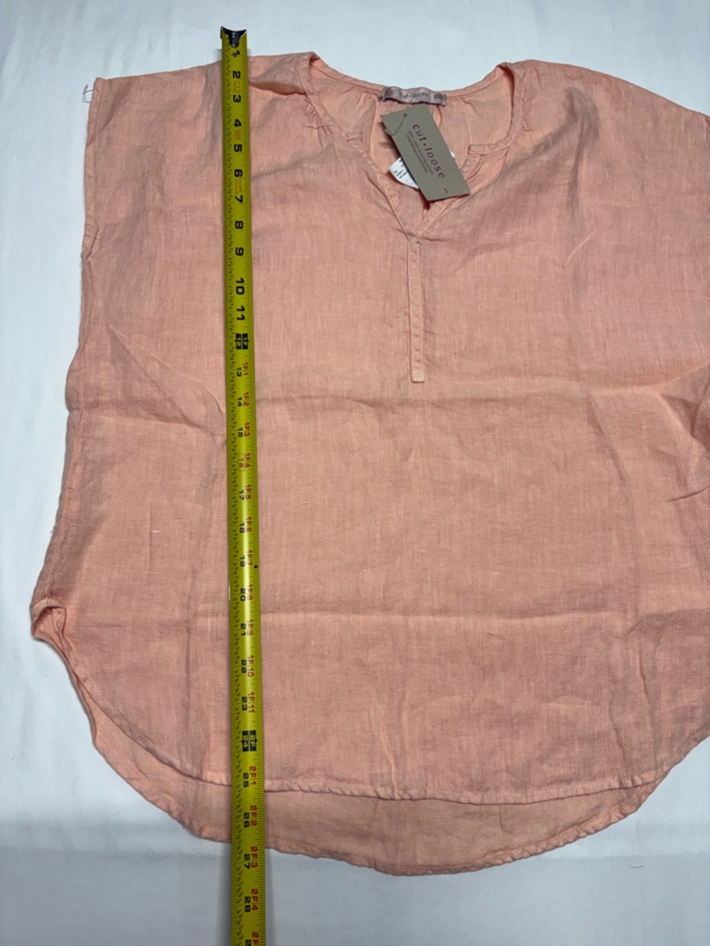 cut loose Peach Linen Tunic Top - labeled sz S- ** runs VERY large** NWT - Picture 4 of 6